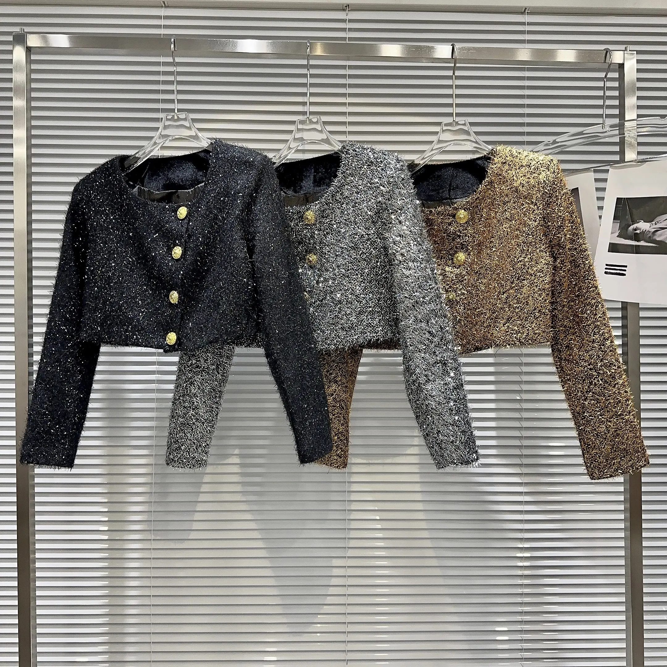 

Ретро металлическая одежда Bule iny Tead из ткани ort Верхняя одежда для женщин Осенняя новинка Sle Commute Sle Прямой крой Обычный тонкий