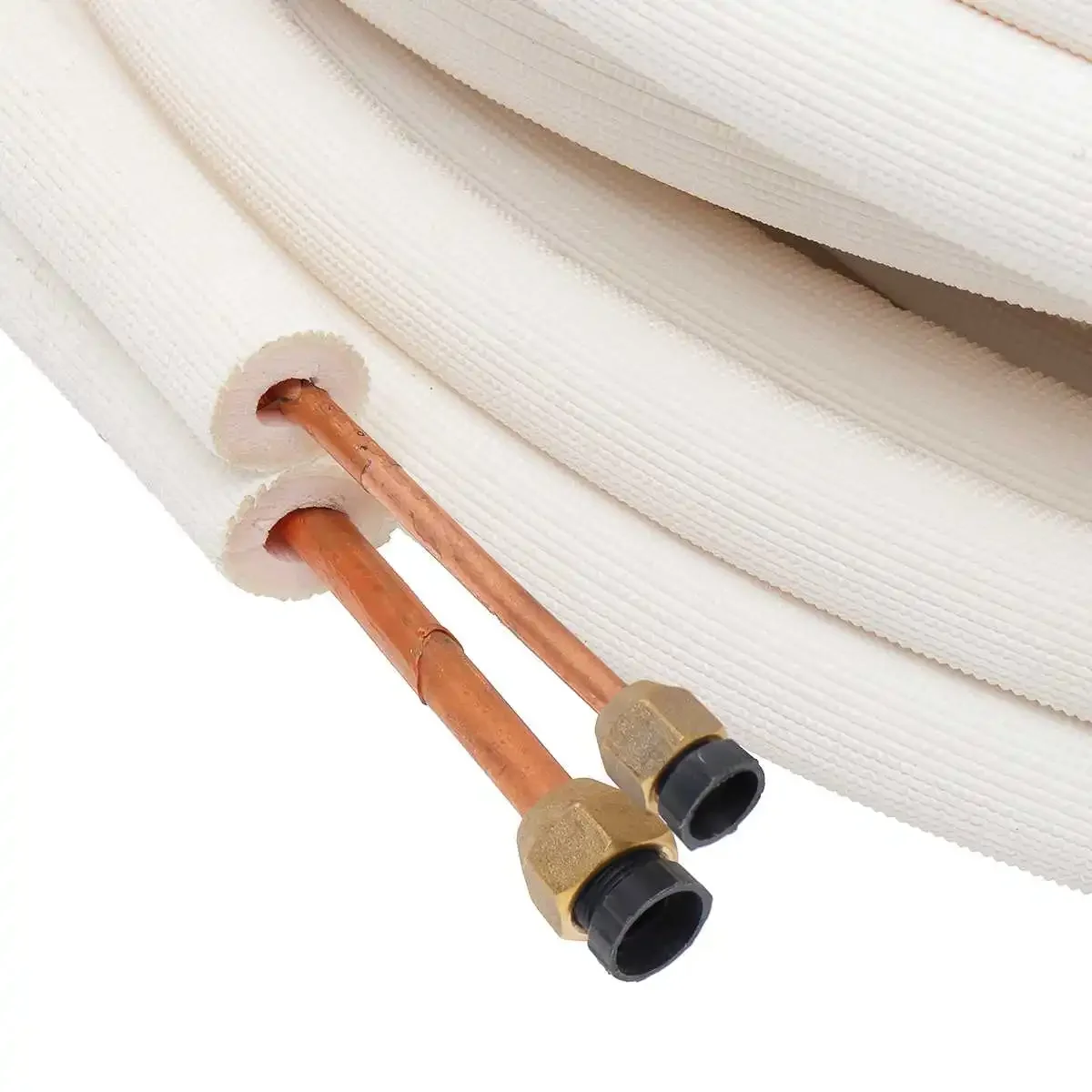 1/2/3/4/7m 1/4'' 3/8'' Air Conditioner Insulated Copper Pipe Pair Coil Tube Split Line Wire Set Air Conditioner Pipes Fittings