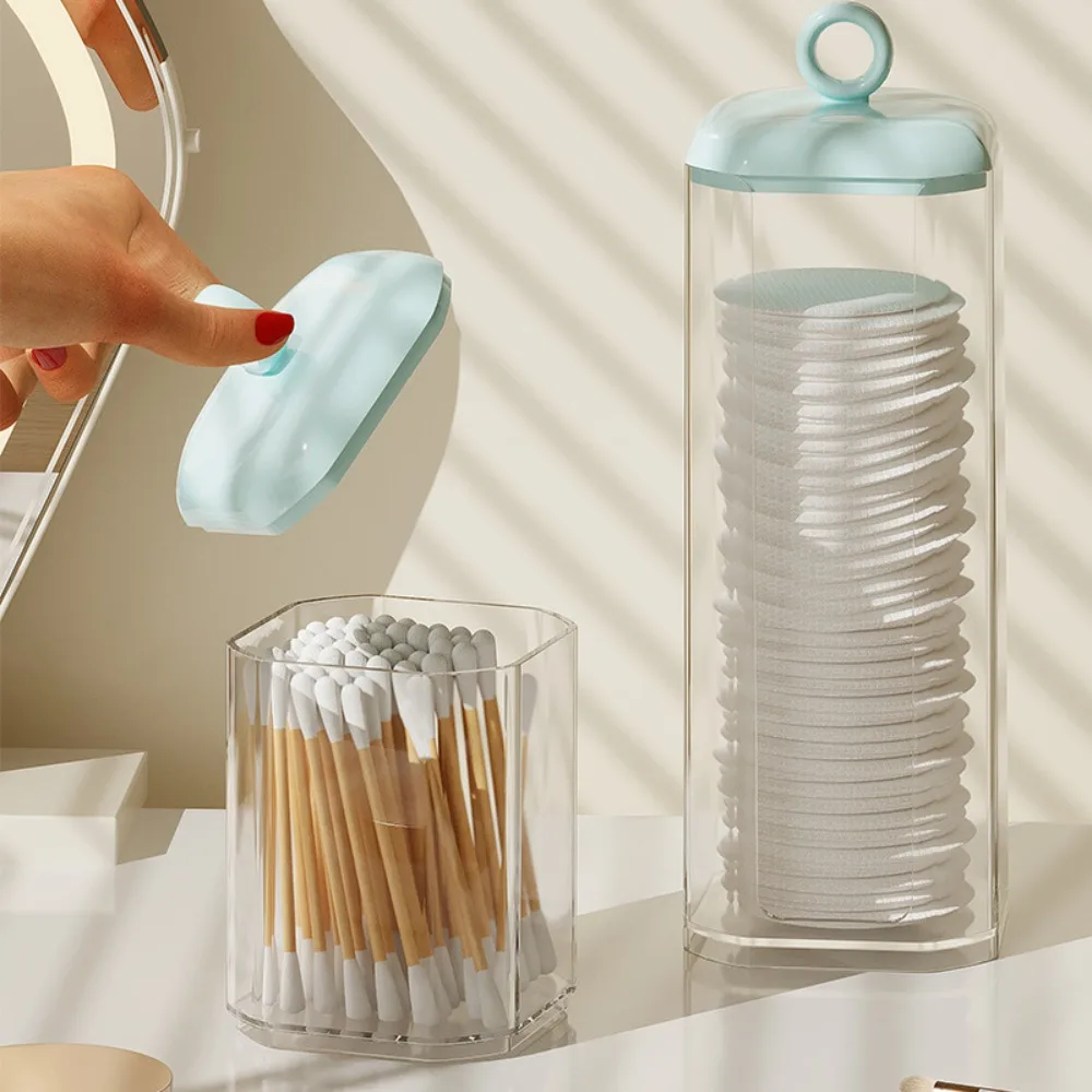 

New Round Cotton Stick Storage Box Cotton Pads With Lid Cosmetic Storage Jar space-saving Transparent Jewelry Storage Case