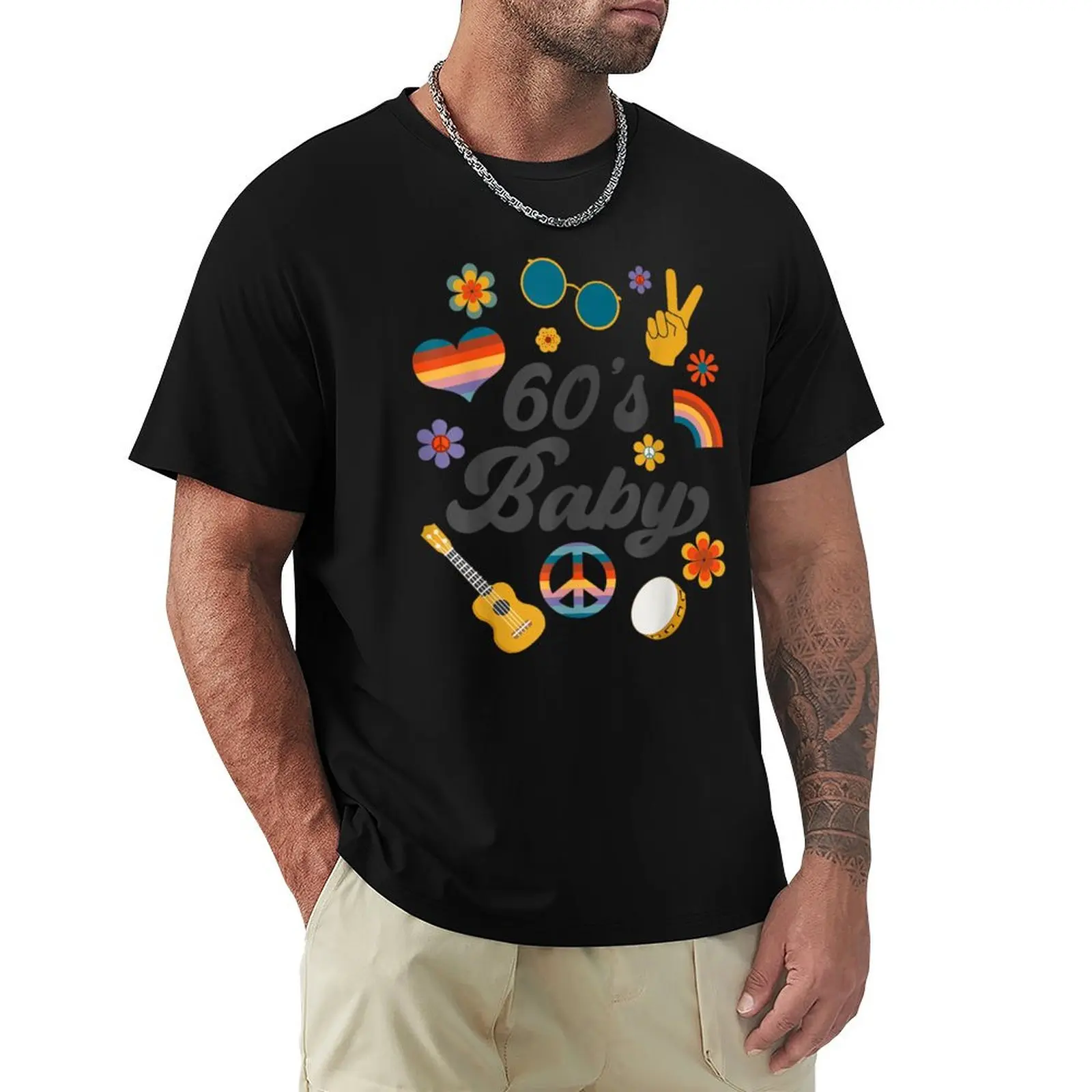 1960s Vintage Sixties Costume Party 60s Hippie Theme Party T-Shirt Work Wear Breathable Tee