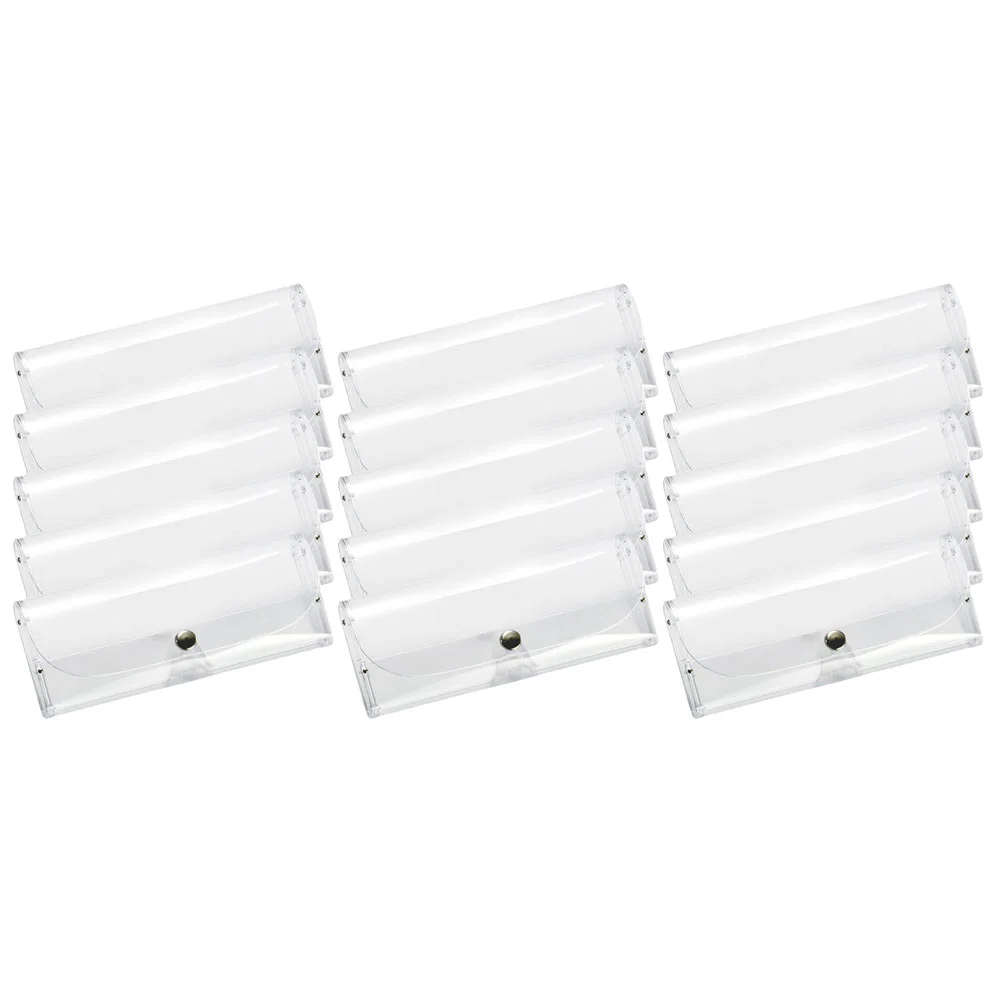 15 Pcs Transparent Glasses Case Eyeglasses with Button Cases Plastic Containers Storage Travel