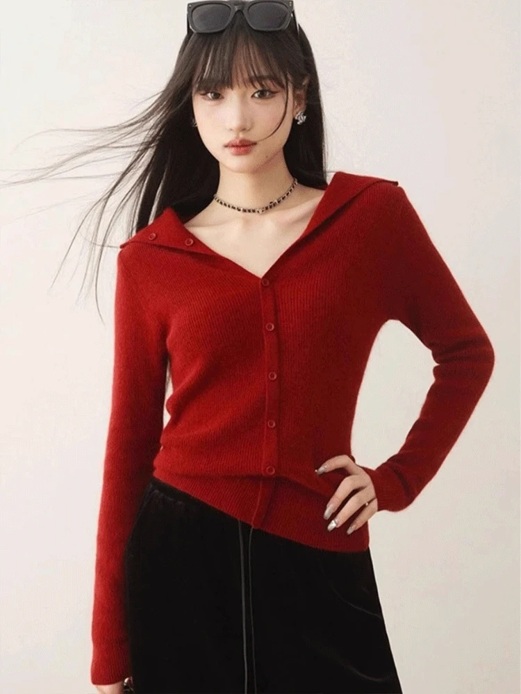 

Korean Sle Knitted Wool Sweater Faionable Slimming Winter New Arrival Commute Friendly Versatile Top Women's Faion