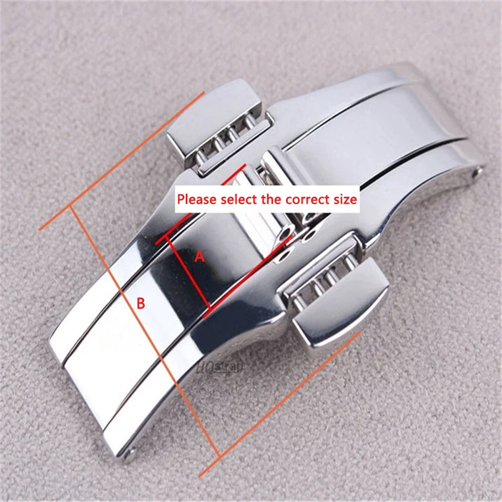 Stainless Steel Butterfly Buckle Universal Metal Clasp Double Press Button for Tissot 1853 T035617 T035439 Watch Accessories