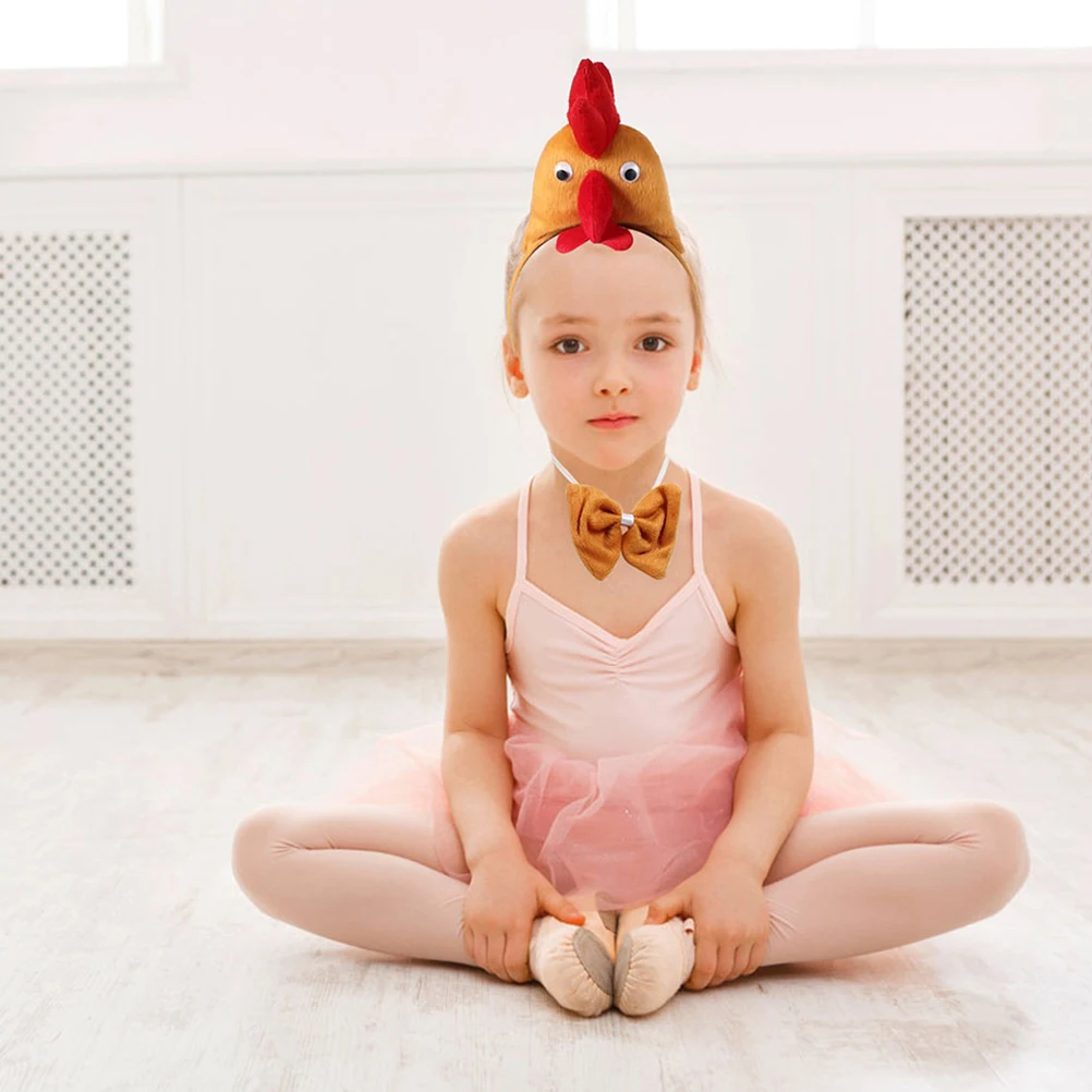 1 セットチキンコスチュームヘッドバンドボウタイテール動物コスプレセット子供大人パーティーハロウィンイースター仮装用