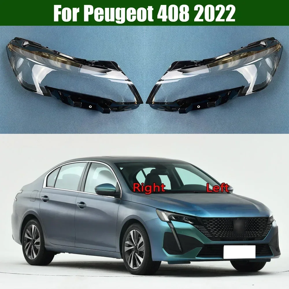 

For Peugeot 408 2022 Car Front Headlight Lens Cover Auto Shell Headlamp Lampshade glass Lampcover Head lamp light cover