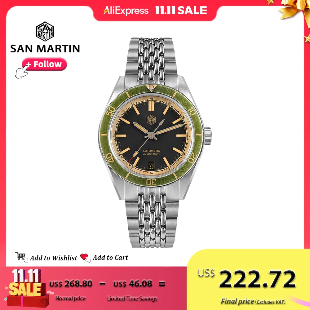 San Martin 39,5 мм часы для дайвинга винтажные потертые часы NH35 мужские автоматические механические часы водонепроницаемые 200 м Lume SN0116 Reloj