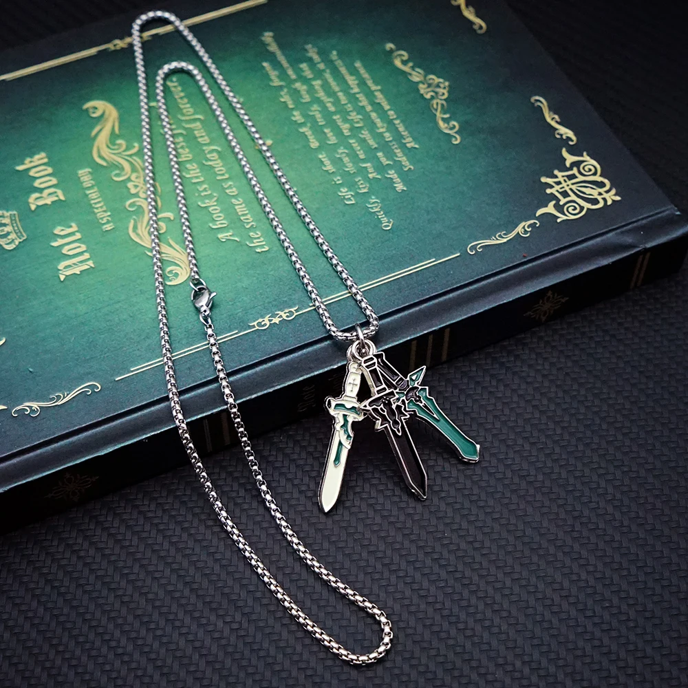 SAO Sword Art Online Necklace Elucidator DARK REPULSER Sword Set Necklaces Anime Jewelry Pendant Chains Choker Collares Charm