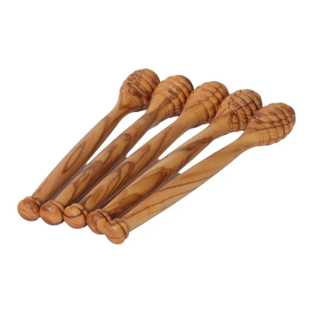 Portable 10/15/16cm Wooden Honey Dipper Deep Grooves Handmade Honey Stirrer Spoon Easy Clean Elegant Honey Dipper Stick