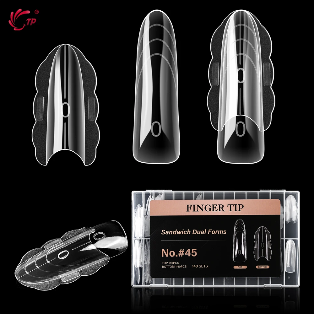 

TP Reusable Nail Dual Forms Clear Sandwich Building Top Bottom Nail Molds Acrylic Poly Nail Gel Extension Nail Forms 140/280pcs