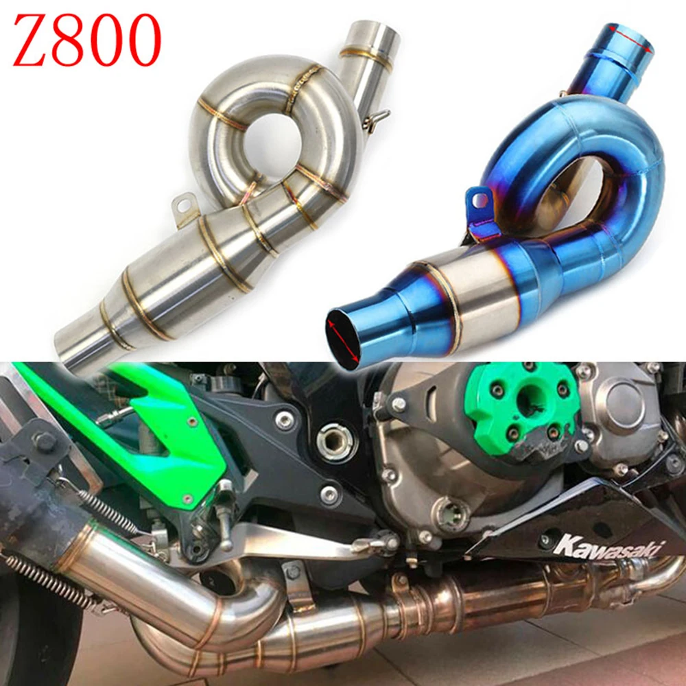 Slip on Exhaust Motorcycle Mid Pipe Motorcross Connect Link Tube Half Blue Pipe For KAWASAKI Z800 Z 800 view 6