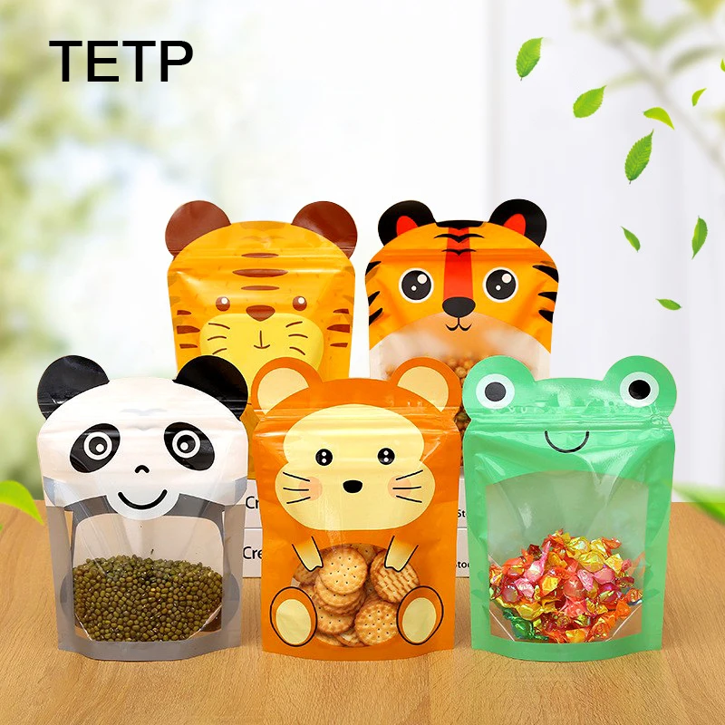 

TETP 100Pcs Snack Packaging Bags With Clear Window Home Party Handmade Cookies Candy Decoration Favors For Child Baby Shower