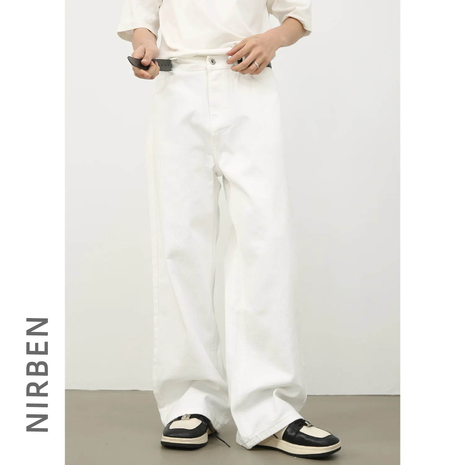 Denim Basic Ten-color Korean Version Retro Semi-elastic Waist Loose Straight Jeans Men's American Style