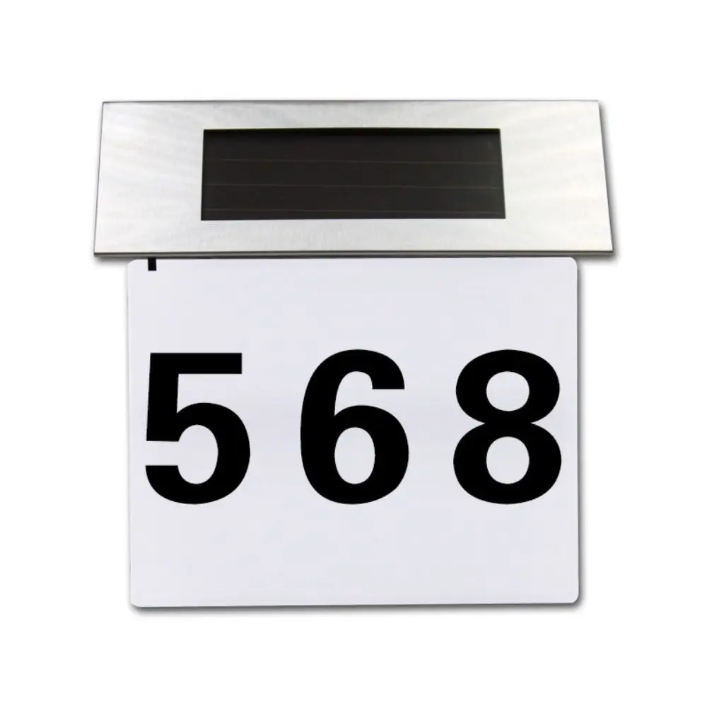 Solar-Powered LED Door Sign Light Rainproof Stainless Steel Home Door Number Lights Moisture-proof High Brightness