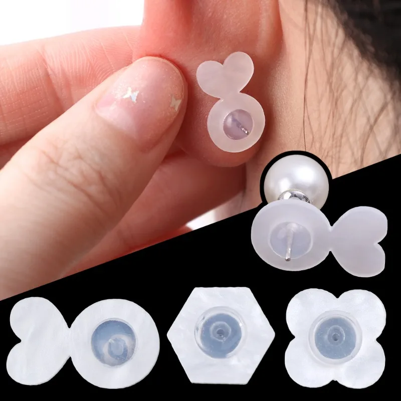 2-200pcs Silicone Heart Clover Shape Earrings Stoppers Anti Dropping for Woman Comfort Support  Jewelry Accessories Earrings