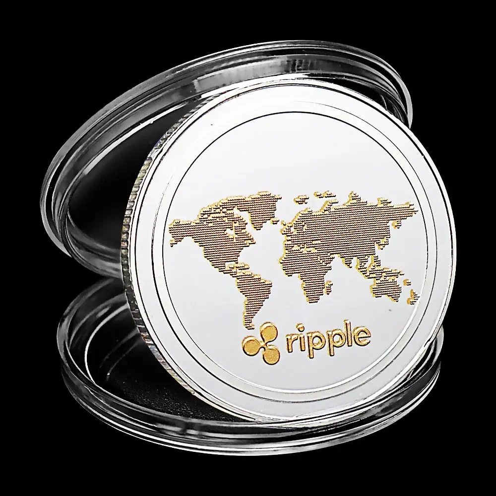 Ripple Coin Souvenirs and Gifts Commemorative Coin Cryptocurrency Physical Crypto Coin Silvery Plated Collection