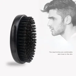 Natural Fur Boar Wild Bristle Beard Brush Men Face Massage Wood Short Handle Men's Comb Beards and Mustache Black Beard Brush