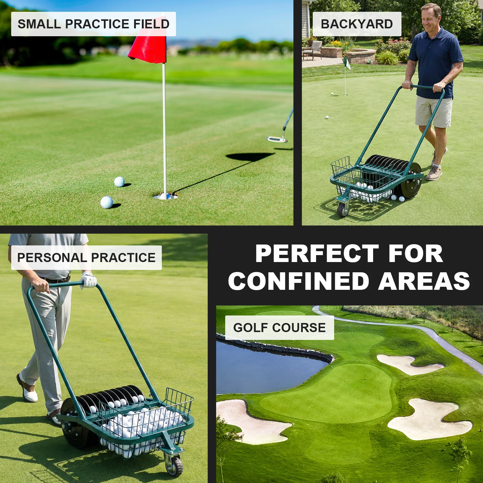 

Тележка-сборщик для мячей для гольфа: инструмент для подбора без наклона, экономит время и силы для тренировок на заднем дворе