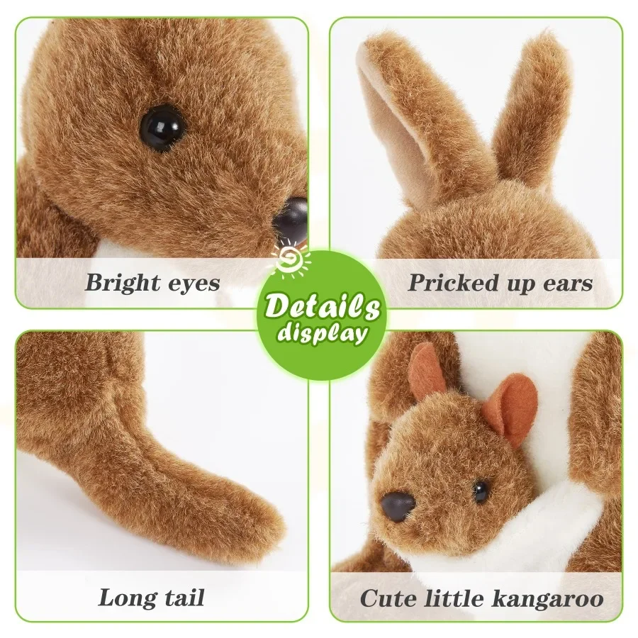 27cm Stuffed Kangaroo Doll Mother and Son Plush Toys Kawaii Cute Throw Pillows PP Cotton Animals Children Birthady Gifts for Kid