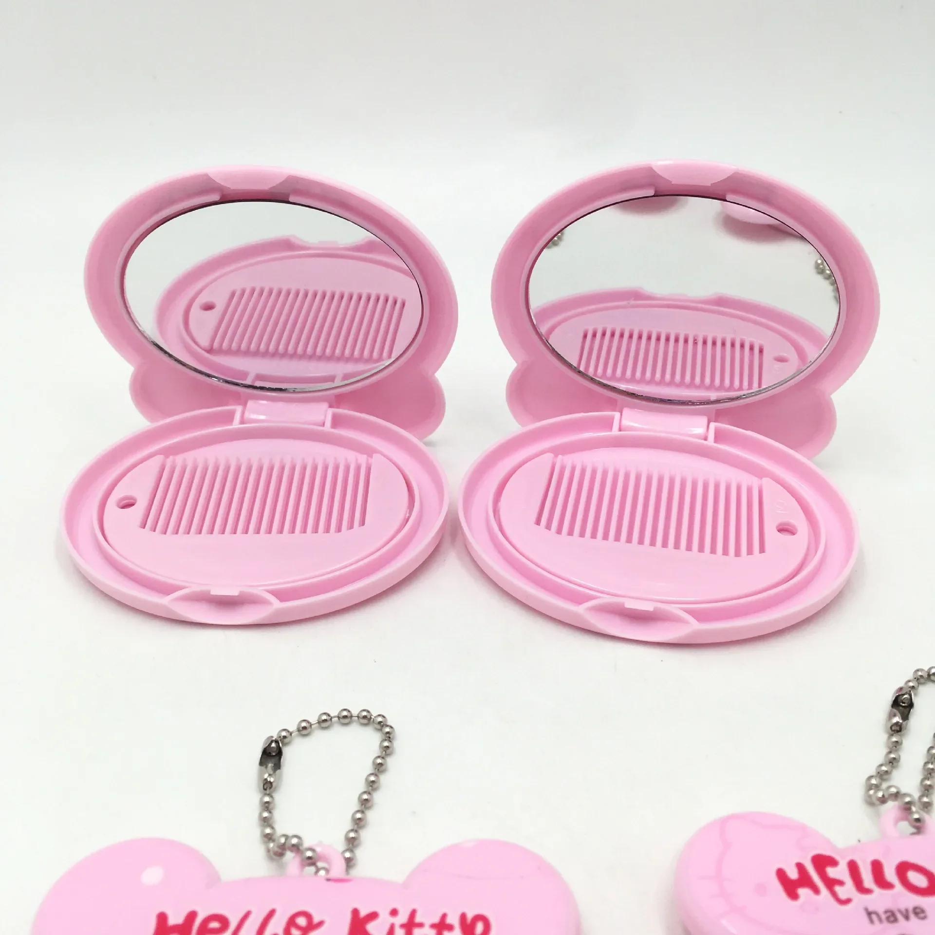 Pink Is A Cute Girly Heart Hello Kitty Peripheral Pendant Makeup Mirror Comb Pink Cat Carrying Small Mirror Comb Cute Girl Gift