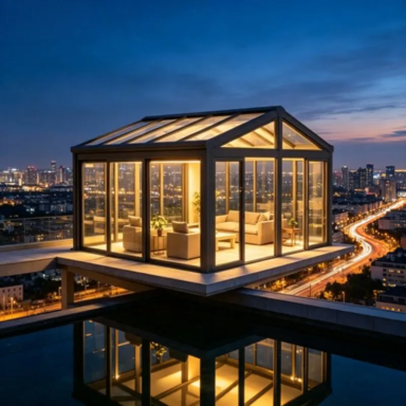 Low Maintenance Aluminum Sunroom Glass House Outdoor Conservatory Tempered Glass Sun Room for Patio Resort Backyard
