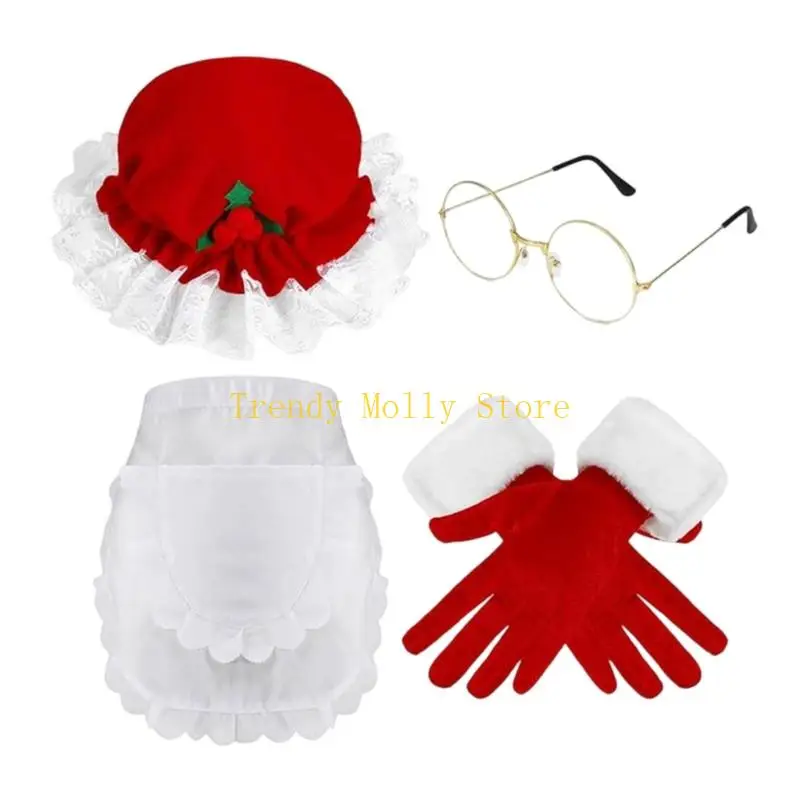 

N5KB Удобный полуфартук Санта-Горничной Костюм Эргономичный дизайн Праздничная одежда