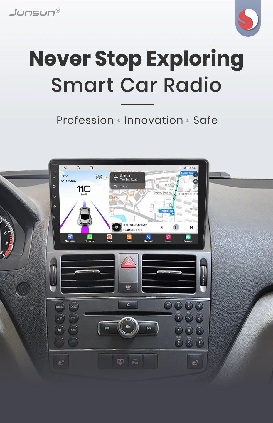 Junsun Qualcomm 8-Core 360 Kamera CarPlay Android Auto Autoradio für Mercedes Benz C Klasse 3 W204 S204 2006-2011 – Detail 2