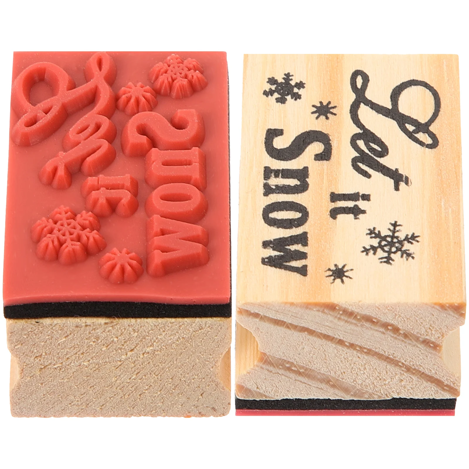 2 Pcs Christmas Snowflake Stamp Seal Children Stamper Toy Kids Scrapbook Adorable Xmas Wood Creative Plaything