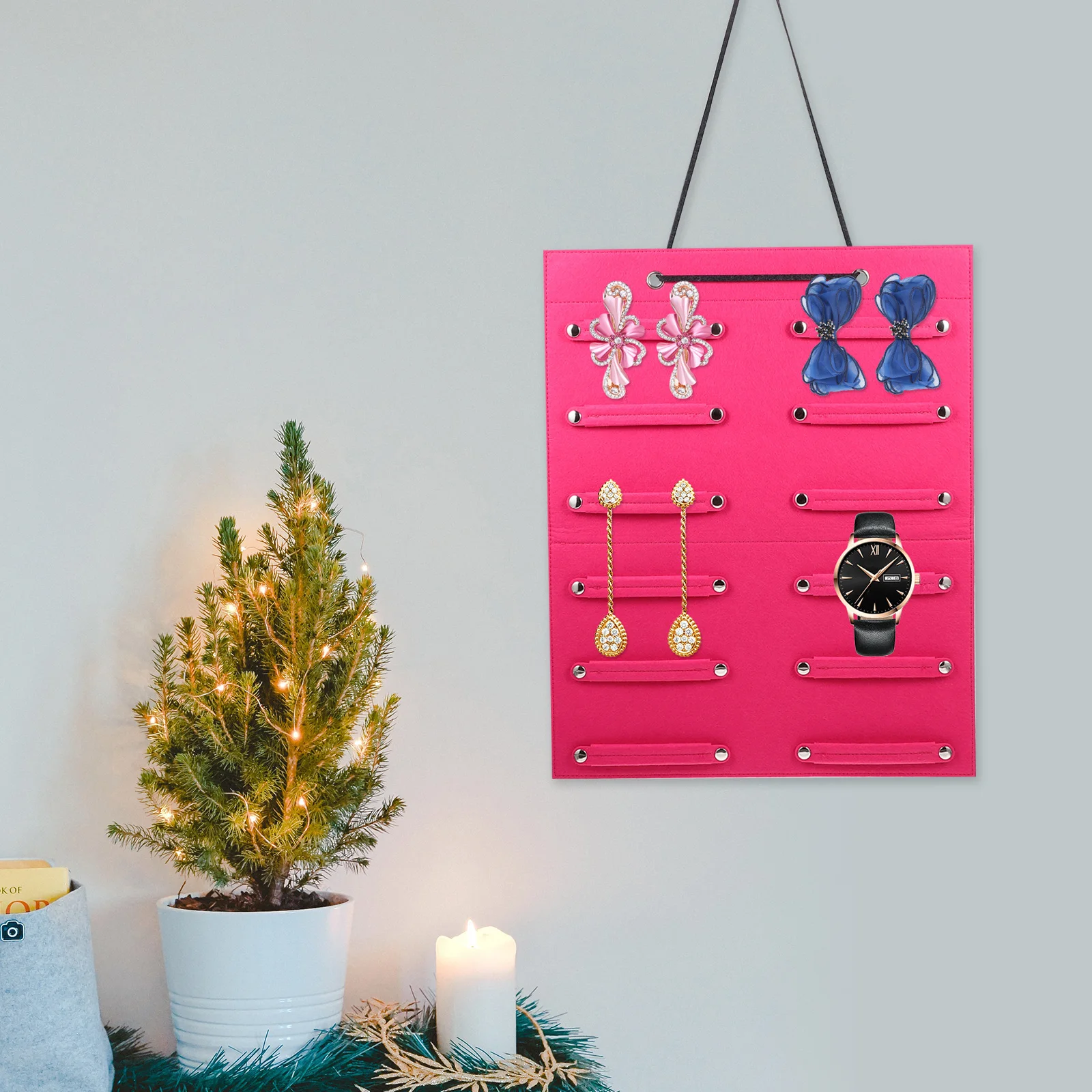 

Wall Hair Ropes Holder Hanging Hairband Organizer Wall Storage Pouch For Headbands Bowknots Felt Hanging Storage Holder