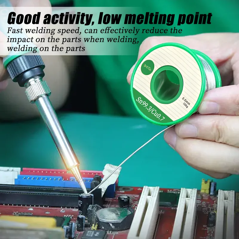 Tin Soldering Wire Roll para Reparação Eletrônica, Solda Wire, Rosin Contendo, alta pureza, não limpo, sem chumbo, Flux, Sn99.3, Cu0.7