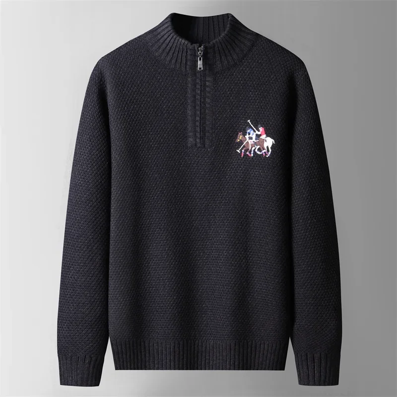 2025 Half Zipper Pullovers Man Clothing Autumn Knitted Knitwear Mens Sweater Outwear Pattern Embroidery Mans Clothes Sweater For
