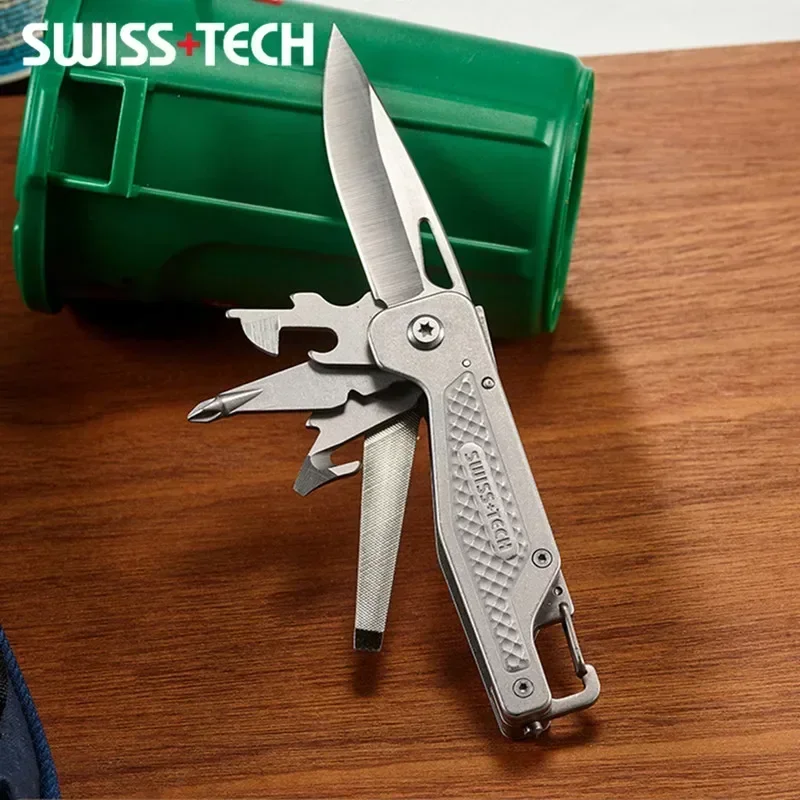 Swiss Tech 13 In 1 Folding Multitool Pocket Knife Scissors Saw Multi-functional EDC Combination Tool Outdoor Equipment