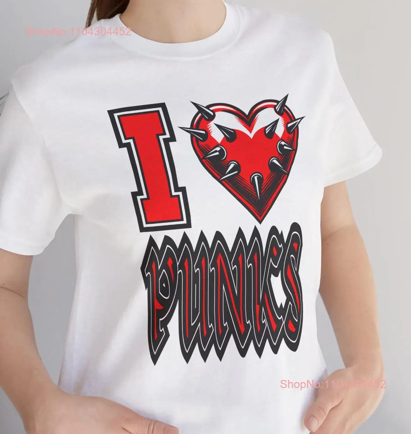 I Love Punks T Shirt Heart Punk Rockers Rock Lovers Punkers Funny long or short sleeves