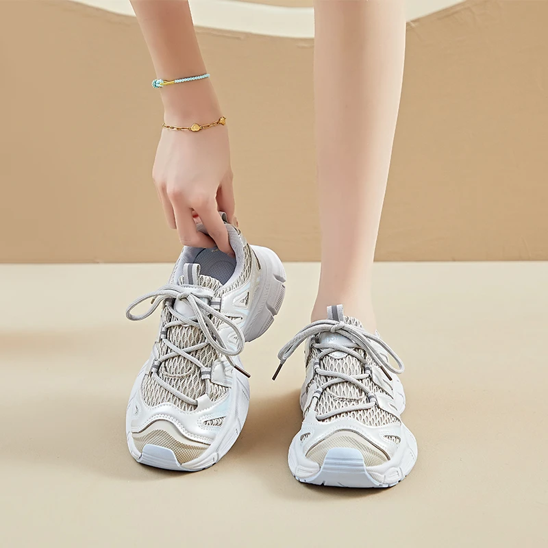 

2025 NEW Women's Running Sports Sneakers Breathable Mesh Lightweight All-Match Thick Bottom Spring Summer New Женская Обувь