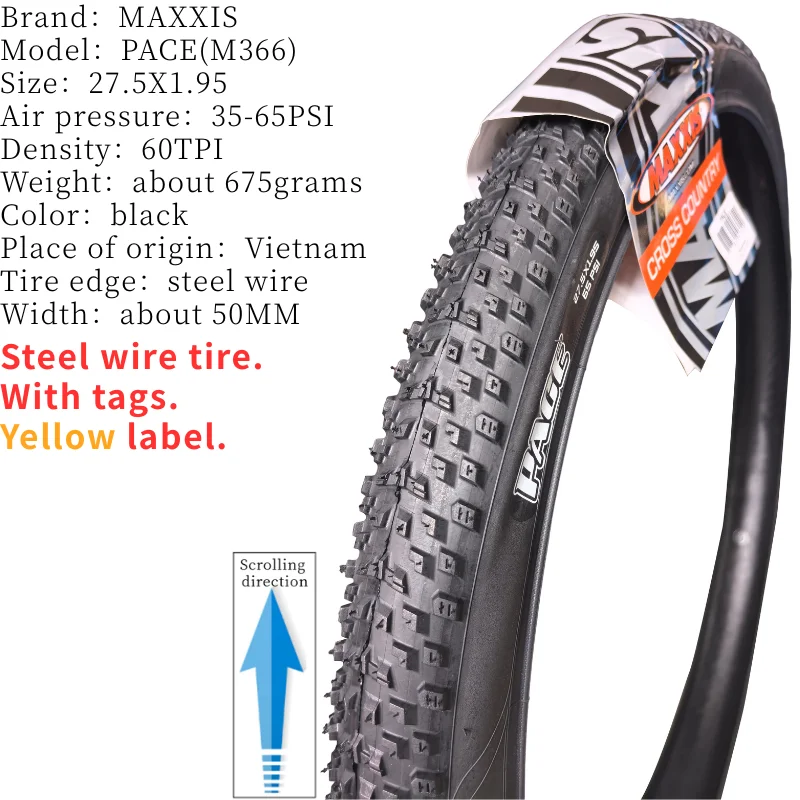 MAXXIS PACE M366 Ultraleichter Mountainbike-Reifen mit Stahldraht, verschiedene Größen 24/26/27,5/29 Zoll 1,95/2,1, einzelner MTB-Ersatzreifen – Detail 6