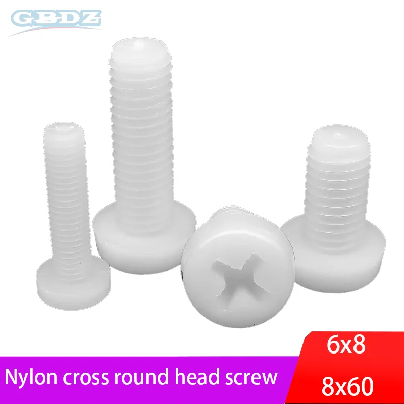 

20-50pcs M6/M8 White Nylon Cross Shaped Round Head Screws Waterproof And Rust Proof Furniture And Electrical Accessories