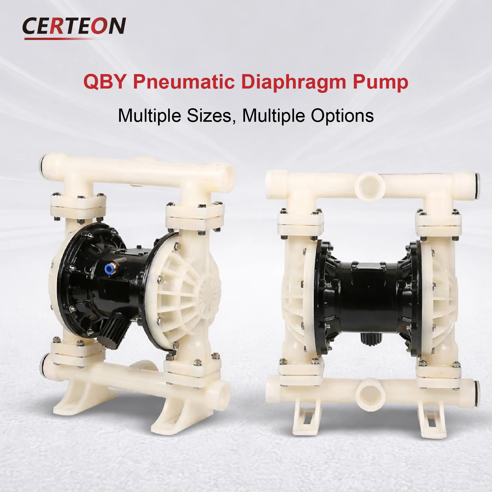 QBY Plastic Air Operated Diaphragm Pump DN15 0-1m³/h Aluminum Alloy Acid Alkali Resistant Vacuum Chemical Sewage Pump