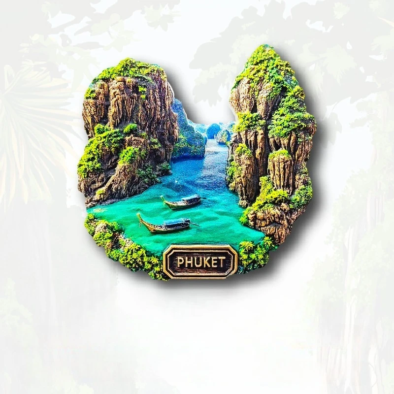 مغناطيس ثلاجة بمناظر طبيعية لجزيرة فوكيت - هدية آسيوية فريدة من نوعها لتزيين الشاطئ والحجر الجيري في تايلاند ثلاثية الأبعاد #4