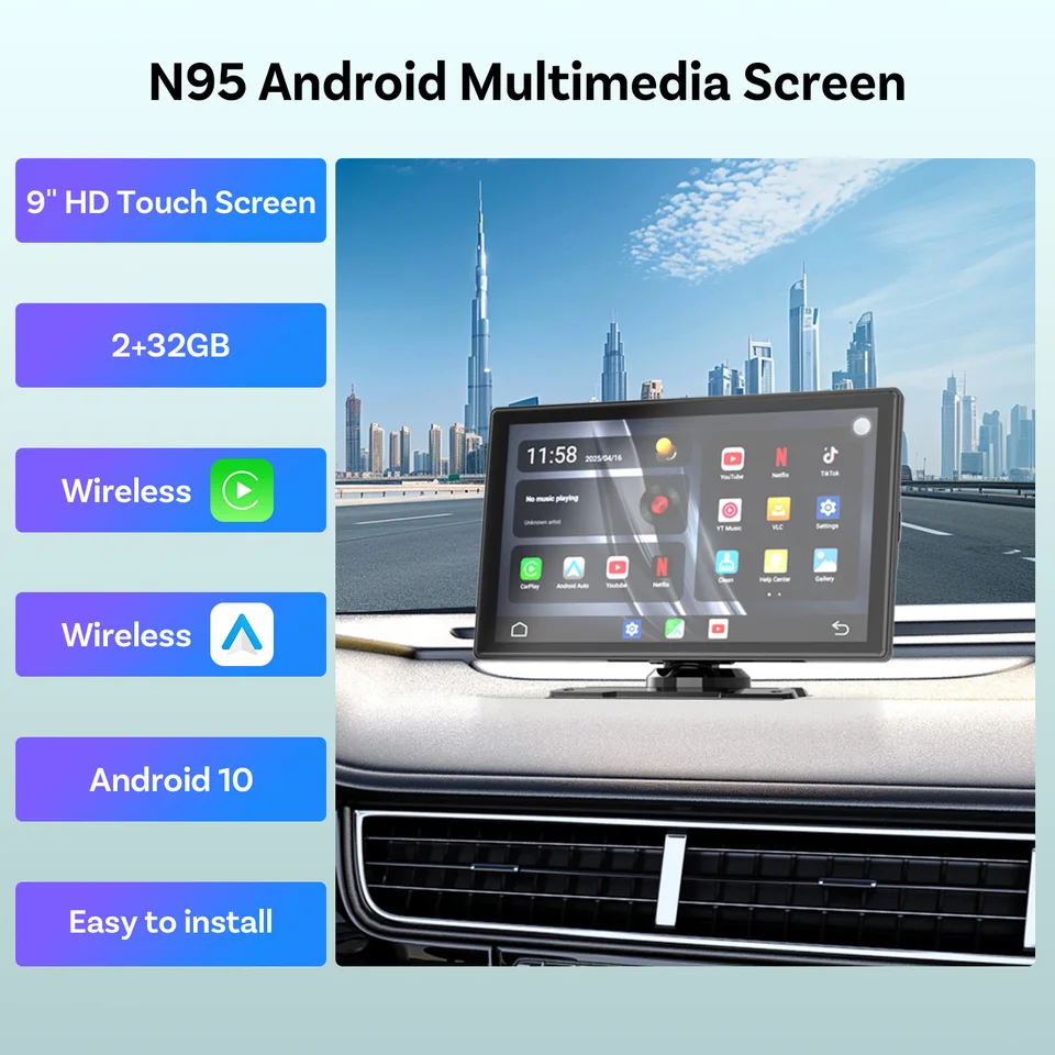 OTTOCAST 9.0 CarPlay Screen 2.5K Wireless Android Auto GPS