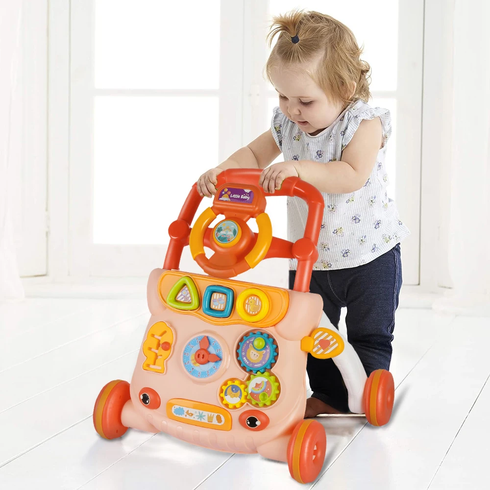 Andador 2 en 1 para Bebés con Música, Centro de Actividades Educativas Multifuncional para Niños y Niñas de 12 Meses en Adelante