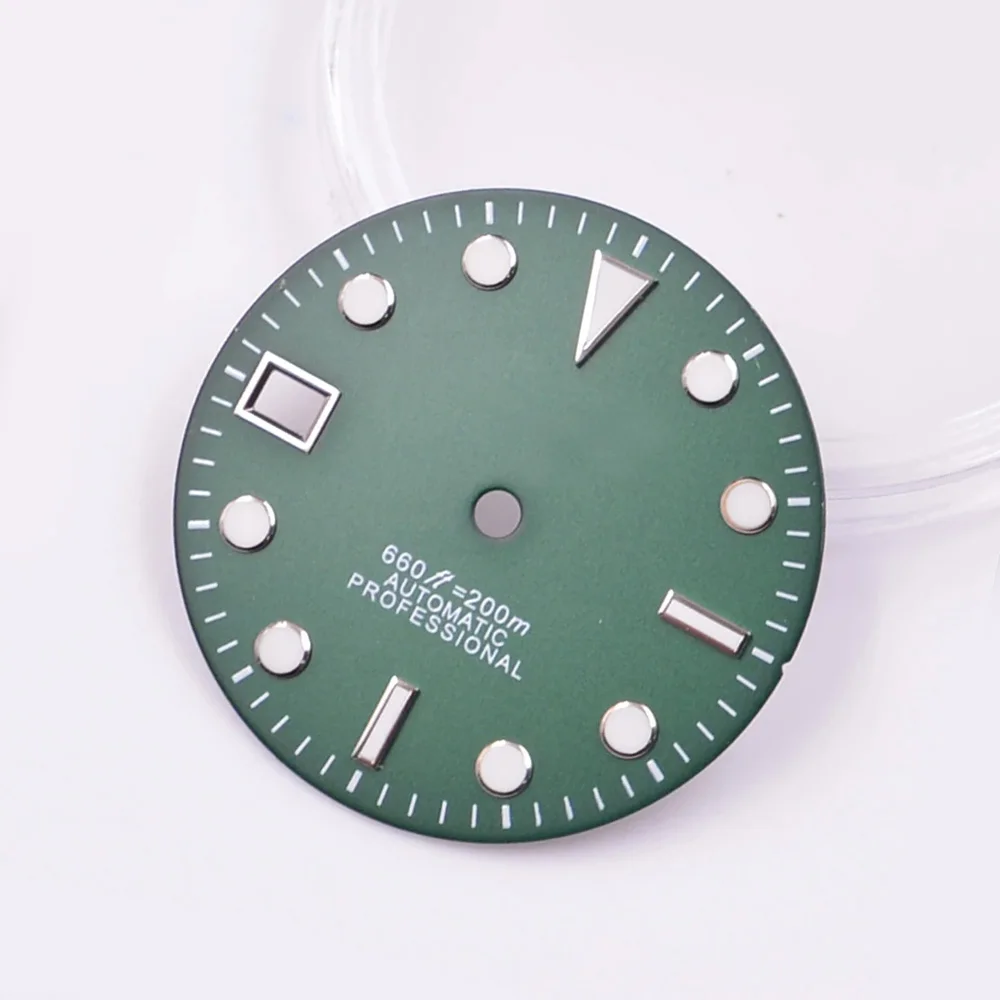 29mm Right hand 9 o\'clock date watch Dial fit NH35 movement  black green blue red orange watch Sterile dial luminous Dial