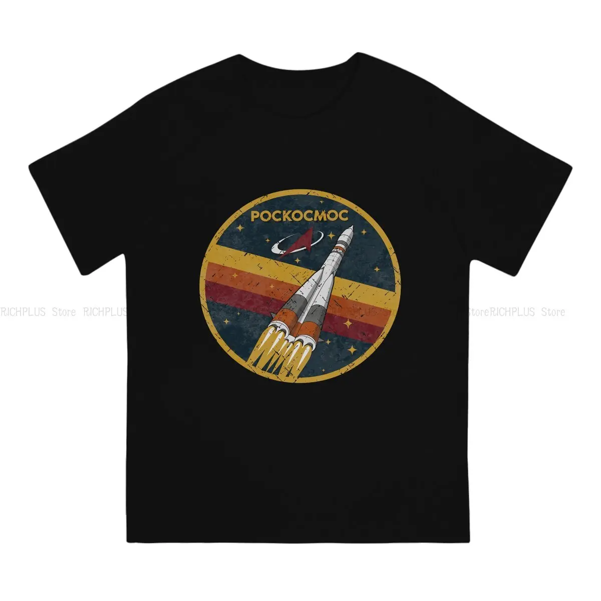 Roscosmos Vintage Emblem TShirt For Men Russian USSR CCCP Clothing Novelty Polyester T Shirt Soft