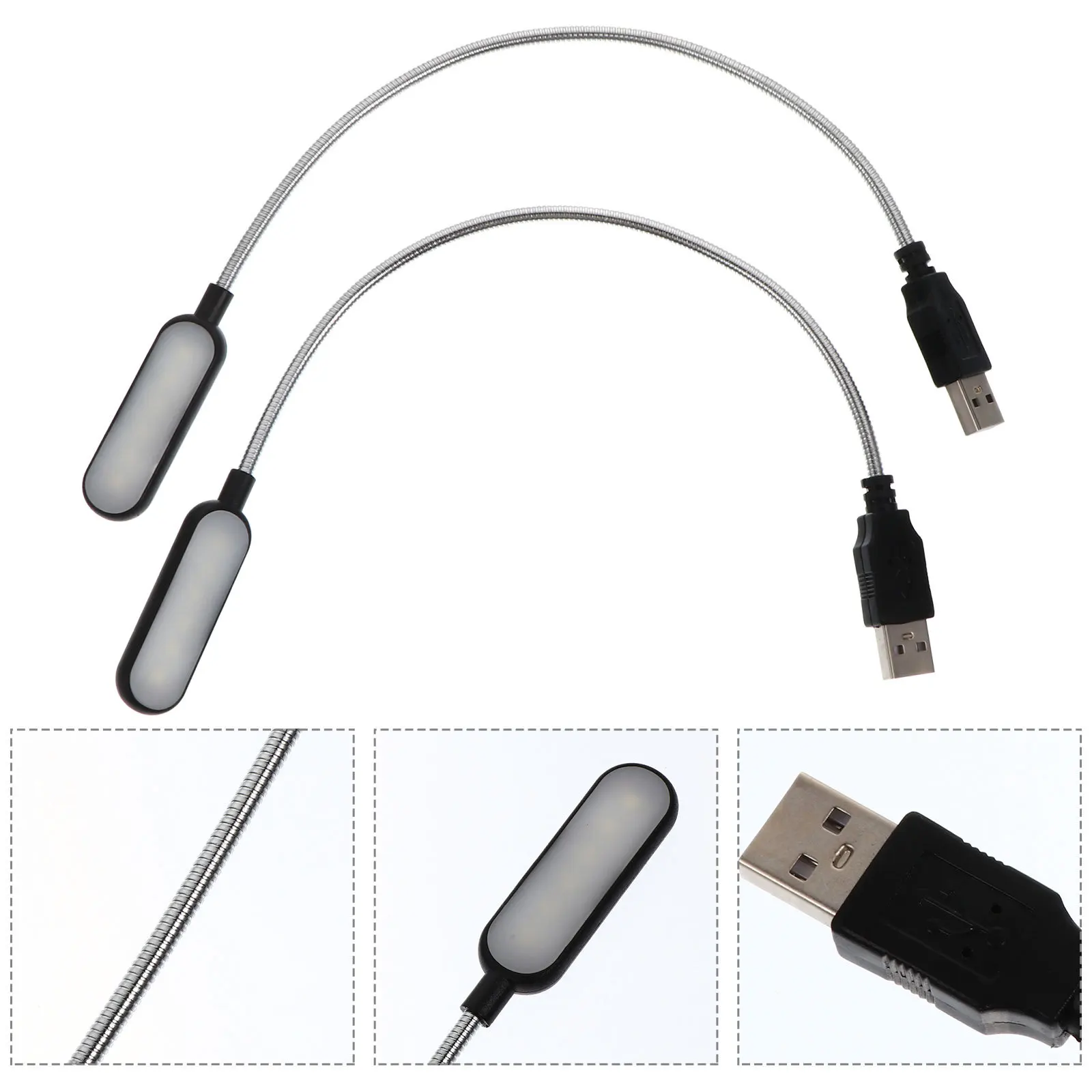 2 قطعة ضوء الكمبيوتر المحمول للمكتب USB أضواء الكمبيوتر سطح المكتب مصباح صغير مقبس مرن قابل للانحناء
