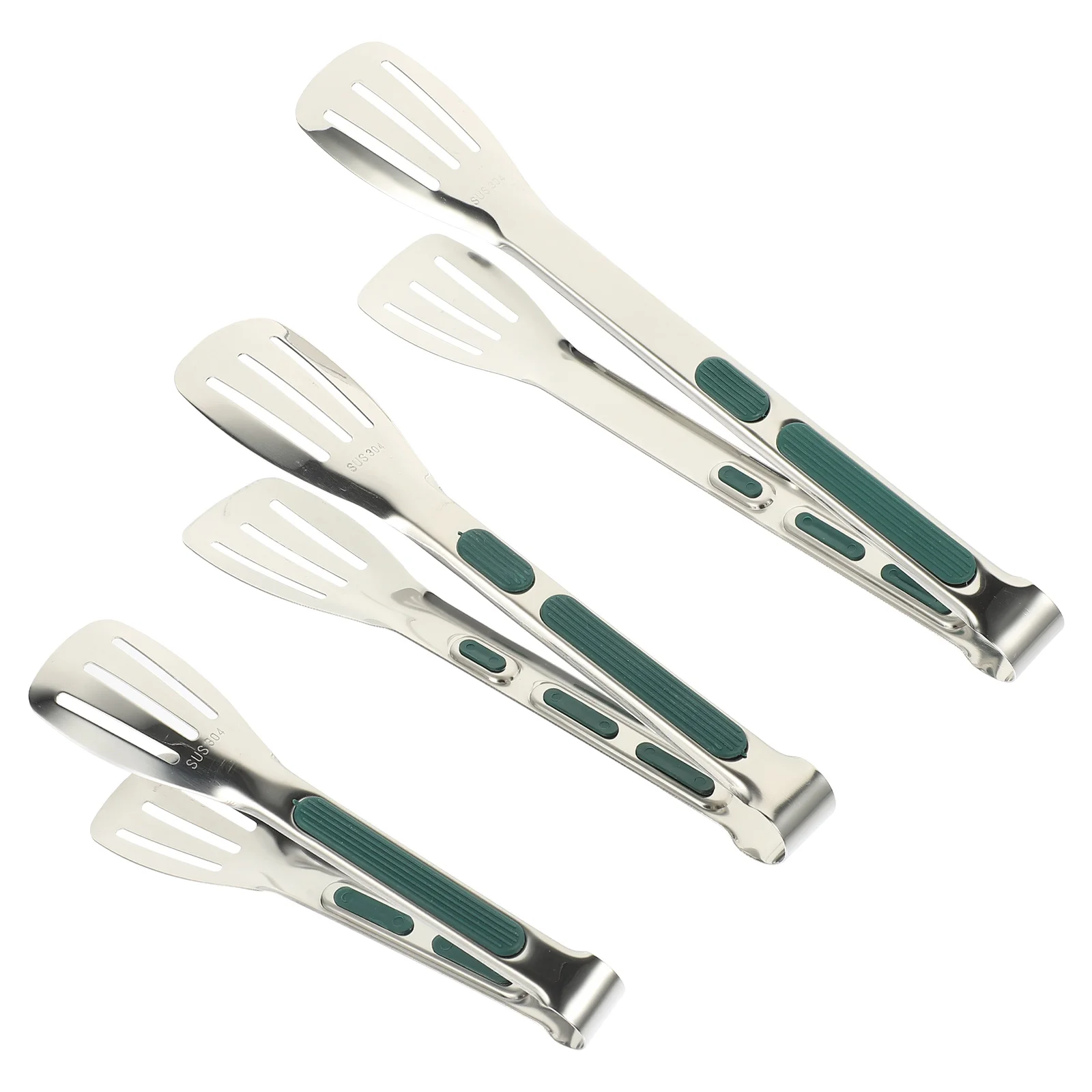 

Stainless Steel Kitchen Tongs BBQ Green Silica Gel Long H Heat Resistant Rust Proof Lightweight Cooking Grilling Steak