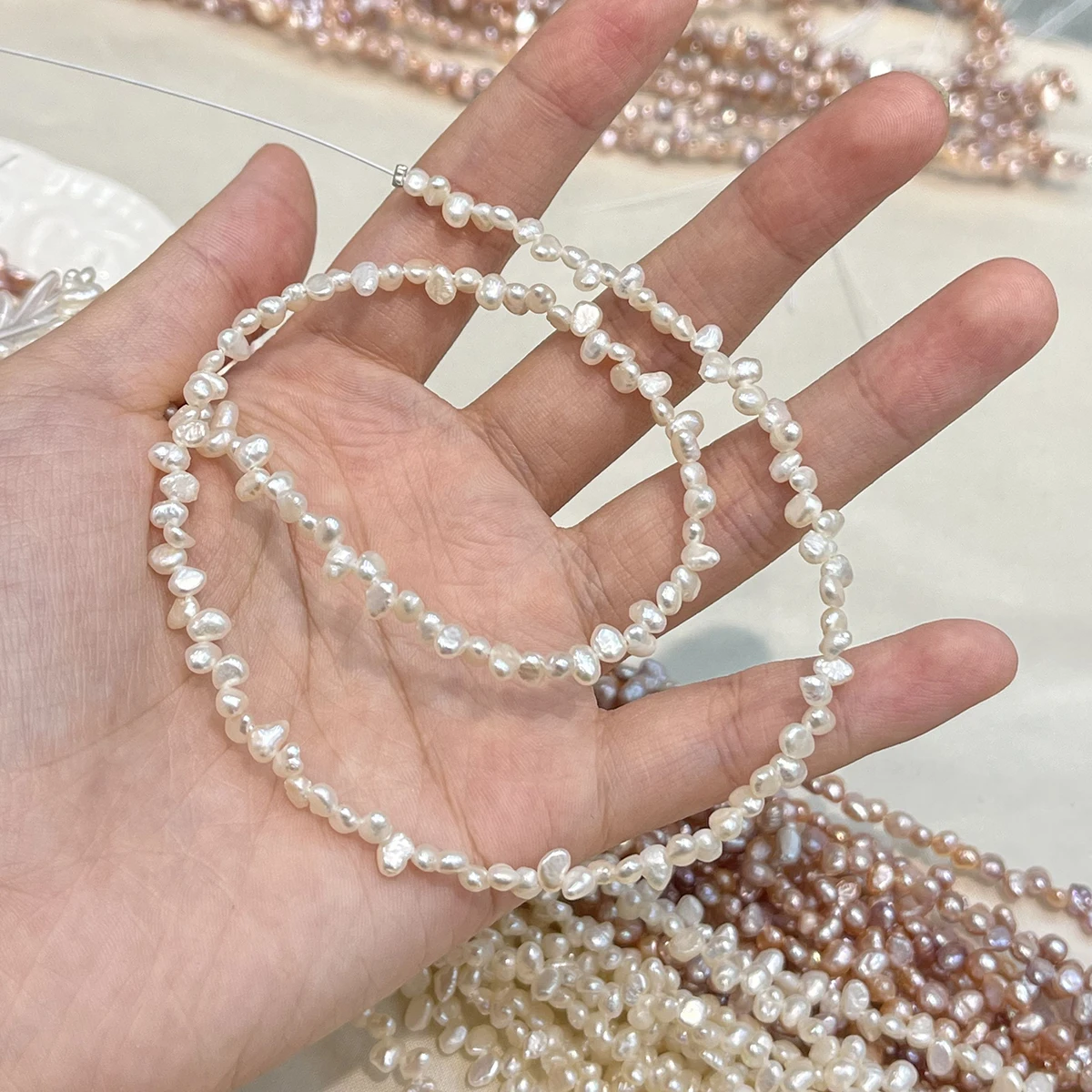 Natural Freshwater Two-Side Bright Pearls 4-5mm 3/7 Hole Baroque Pearl Beads for Handmade Bracelet Necklace DIY Jewelry Craft