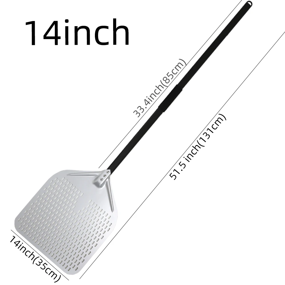 HEXINGYUAN 10 12 13 14 zoll Große Pizza Perforierte Schaufel Paddle Kurze/Lange Griff für Ofen Drehen Schälen Küche Utensilien pizza Backen Werkzeuge 8