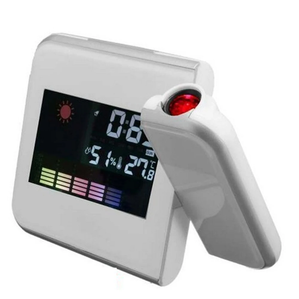 LCD Projection Alarm Clock  Creative Color Display  Temperature and Humidity Measurement  Calendar Function  Power Supply