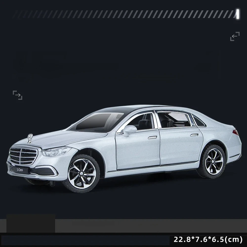 1:24 Sクラス S400L スケール車両 メタルモデル ダイキャストカー ライト＆サウンド付き プルバック式 おもちゃ コレクション 男の子向けギフト ダイキャスト