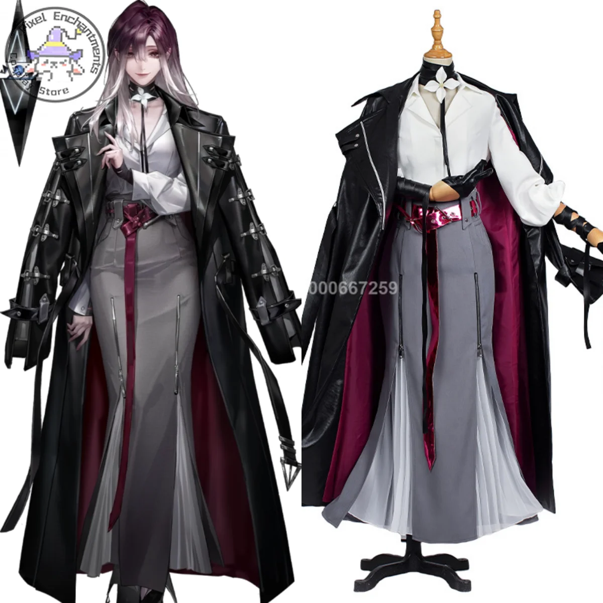 

Game Path To Nowhere Cosplay Costume Anime Shalom Role Playing Fishtail Skirt with Leather Coat for Women Comic Con Halloween