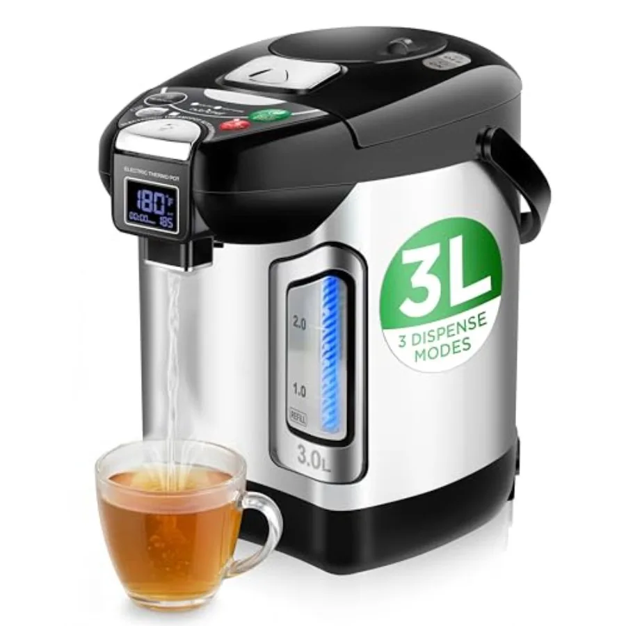 Digita Water Boier and Warmer -/.17 Qt Stainess Eectric Hot Water Dispenser w/ CD Dispay, Rotating Base, Keep Warm, Auto Shut O