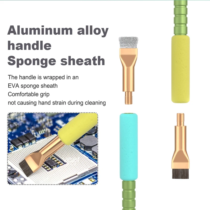 2 in 1 Aluminum alloy Cleaning Polishing Motherboard IC Glue Removal Cleaning Brush for Circuit IC PCB BGA Phone Electric Repair